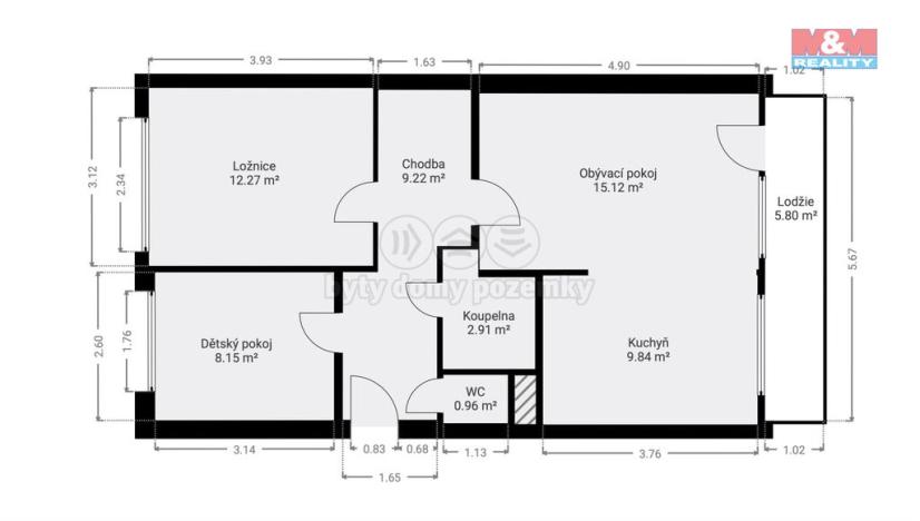 Prodej bytu 3+1, Mělník, Pivovarská, 70 m2