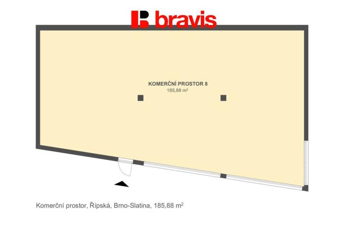 Pronájem obchodního prostoru, Brno, Řípská, 186 m2