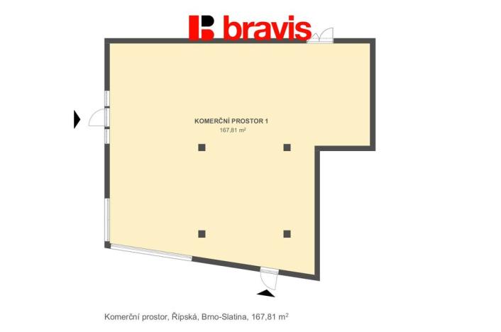Pronájem obchodního prostoru, Brno, Řípská, 168 m2