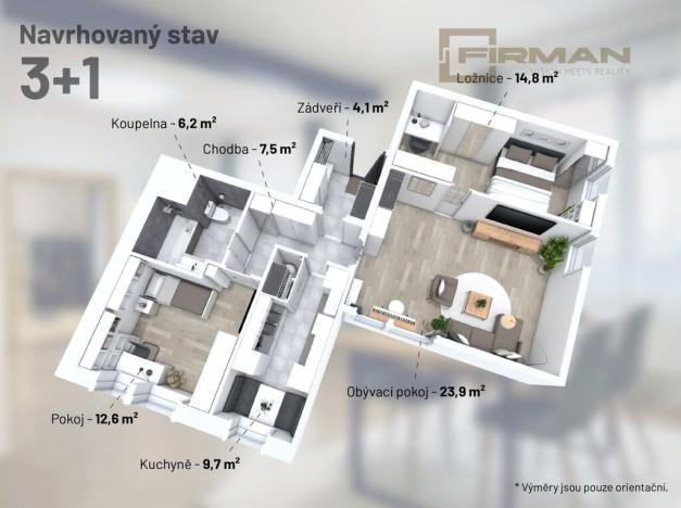 Prodej bytu 4+1, Praha - Bohnice, Dolákova, 78 m2