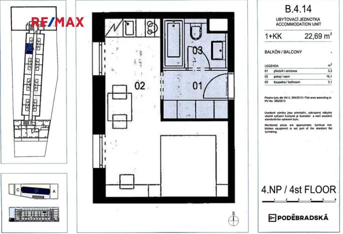 Prodej bytu 1+kk, Praha - Vysočany, Poděbradská, 23 m2