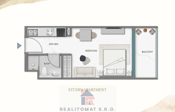 Prodej bytu 1+kk, Dubaj, Spojené arabské emiráty, 40 m2