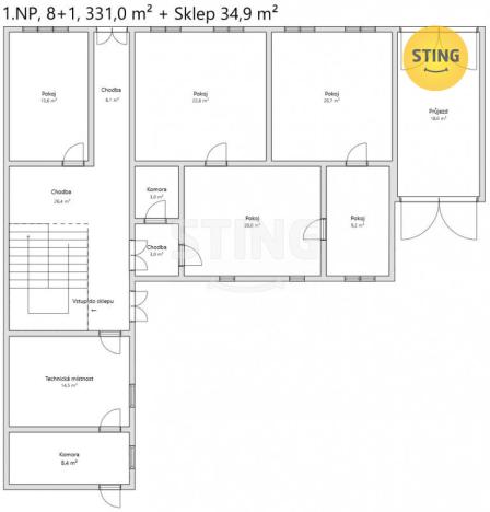Prodej rodinného domu, Němčice nad Hanou, Komenského nám., 420 m2