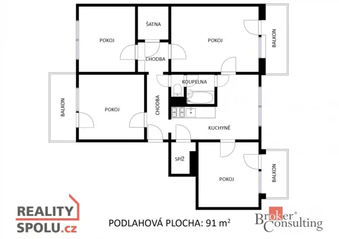 Prodej bytu 4+1, Brno - Řečkovice, Renčova, 91 m2