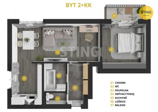 Prodej bytu 2+kk, Havířov, 17. listopadu, 54 m2