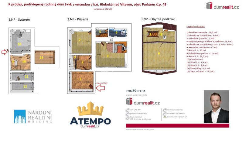 Prodej rodinného domu, Hluboká nad Vltavou - Purkarec, 172 m2