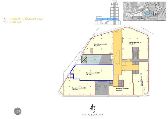 Pronájem obchodního prostoru, Praha - Strašnice, náměstí Marie Schmolkové, 342 m2