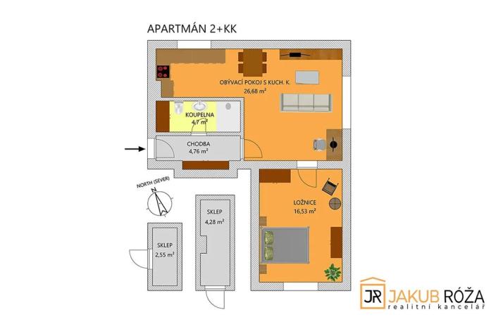 Prodej bytu 2+kk, Poniklá, 53 m2