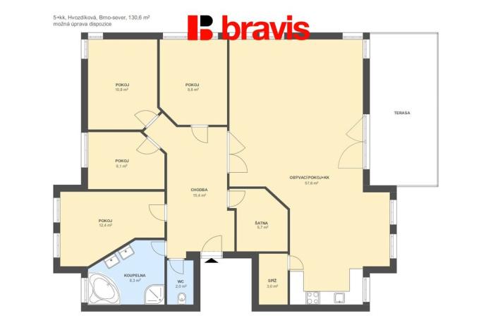 Prodej bytu 4+kk, Brno, Hvozdíková, 130 m2