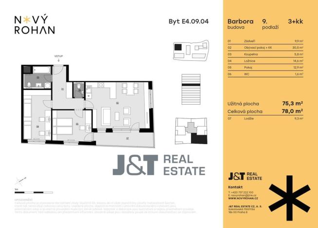 Prodej bytu 3+kk, Praha - Karlín, Libeňský ostrov, 75 m2