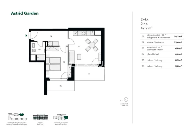 Pronájem bytu 2+kk, Praha - Holešovice, U průhonu, 48 m2