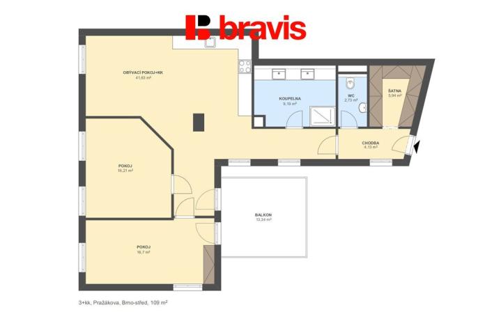 Prodej bytu 3+kk, Brno - Štýřice, Pražákova, 96 m2