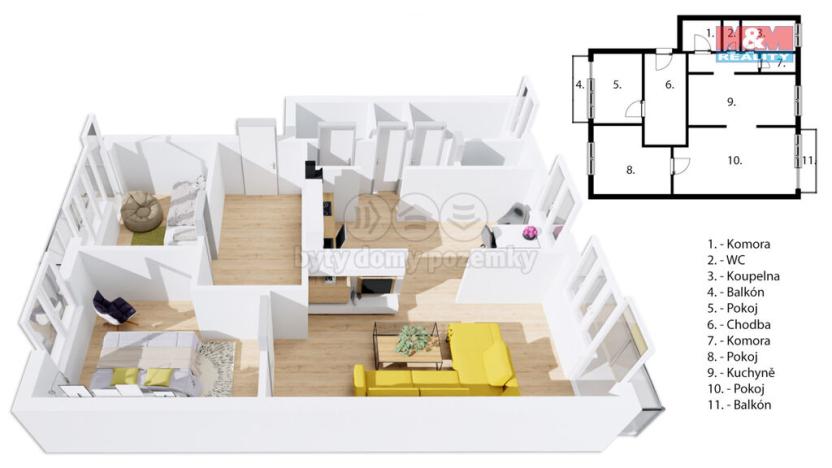 Pronájem bytu 3+1, Dolní Město, 80 m2