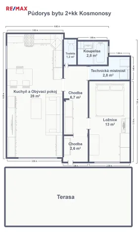 Prodej bytu 2+kk, Kosmonosy, Pionýrů, 113 m2