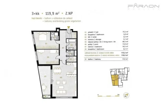 Prodej bytu 3+kk, Praha - Košíře, Na pomezí, 138 m2