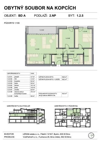 Prodej bytu 3+kk, Brno, Na kopcích, 94 m2