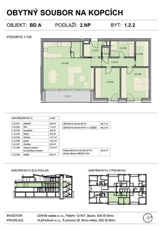 Prodej bytu 3+kk, Brno, Na kopcích, 94 m2