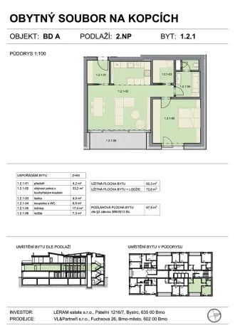 Prodej bytu 2+kk, Brno, Na kopcích, 68 m2