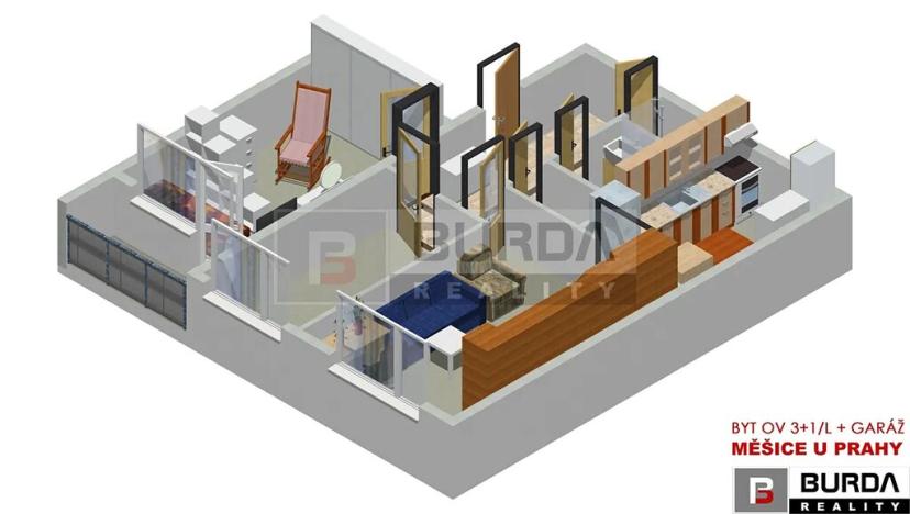 Prodej bytu 3+1, Měšice, 68 m2