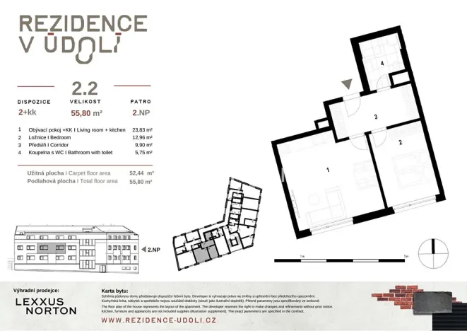 Prodej bytu 2+kk, Praha - Běchovice, Českobrodská, 56 m2