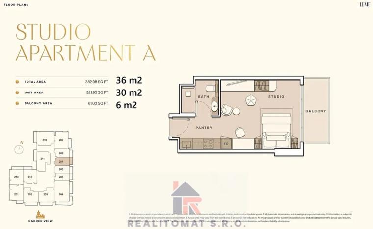 Prodej bytu 1+kk, Dubaj, Spojené arabské emiráty, 36 m2