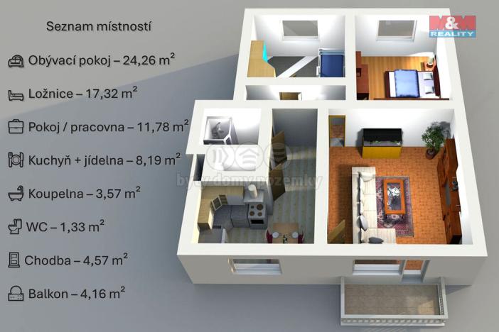 Prodej bytu 3+1, Ždánice, 77 m2