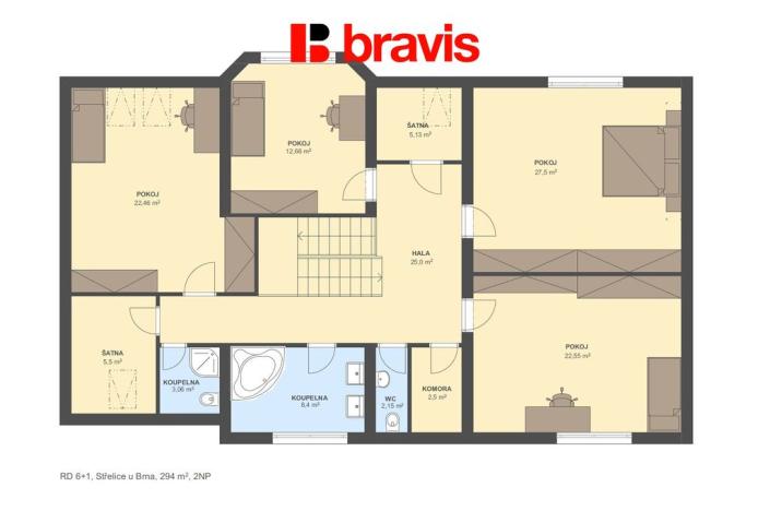 Prodej rodinného domu, Střelice, Nebovidská, 294 m2