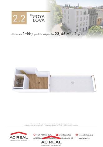 Prodej bytu 1+kk, Brno - Husovice, Rotalova, 24 m2