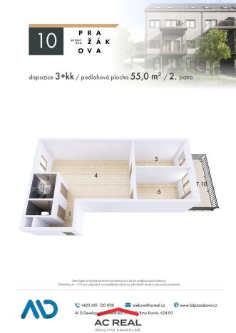 Prodej bytu 3+kk, Brno - Horní Heršpice, 56 m2