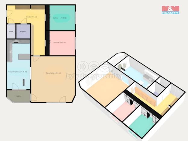 Prodej bytu 3+1, Praha - Stodůlky, Volutová, 92 m2