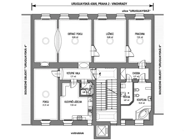 Prodej bytu 4+1, Praha - Vinohrady, Uruguayská, 162 m2
