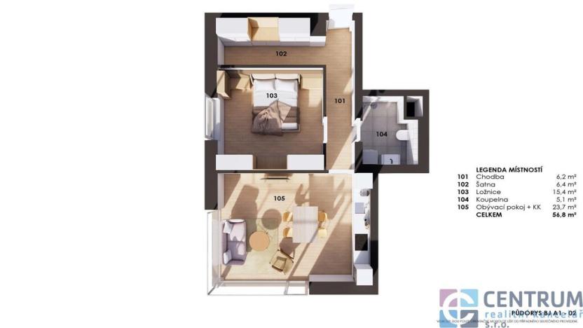 Prodej bytu 2+kk, Vrkoslavice, 57 m2