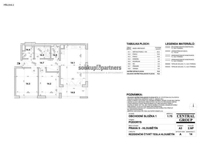 Prodej bytu 3+kk, Praha - Hloubětín, Poděbradská, 76 m2