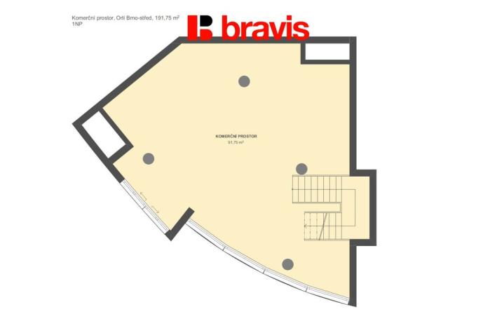 Pronájem obchodního prostoru, Brno - Brno-město, Orlí, 92 m2