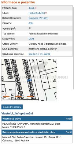 Prodej garáže, Praha - Čakovice, 21 m2