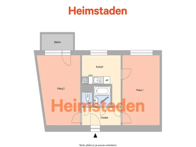 Pronájem bytu 2+1, Ostrava - Mariánské Hory, Korunní, 50 m2