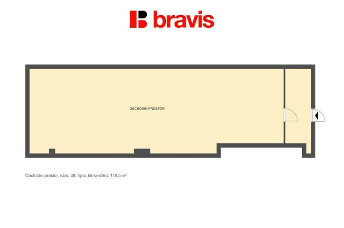 Pronájem obchodního prostoru, Brno - Bystrc, náměstí 28. dubna, 119 m2