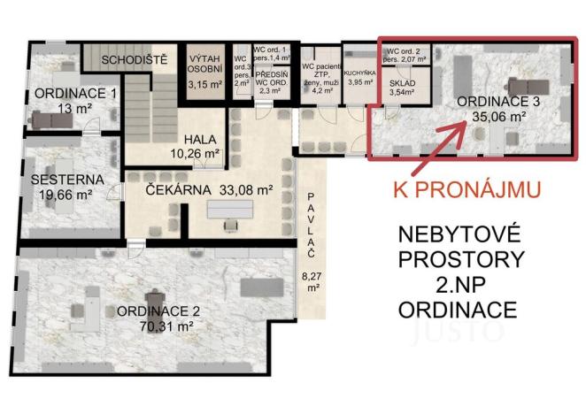 Pronájem ordinace, Písek - Vnitřní Město, Havlíčkovo nám., 41 m2