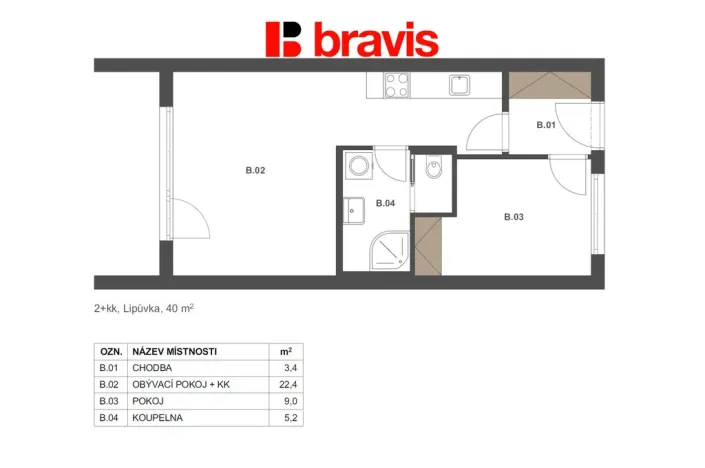 Prodej bytu 2+kk, Lipůvka, 40 m2