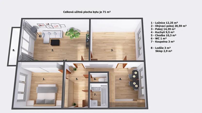 Prodej bytu 3+1, Nová Paka, K Hájku, 71 m2