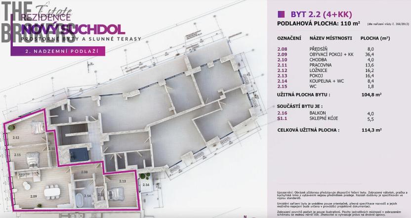 Prodej bytu 4+kk, Praha - Suchdol, U hotelu, 114 m2