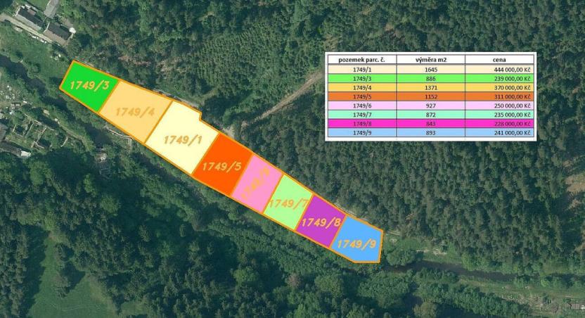 Prodej pole, Kaplice - Blansko, 843 m2
