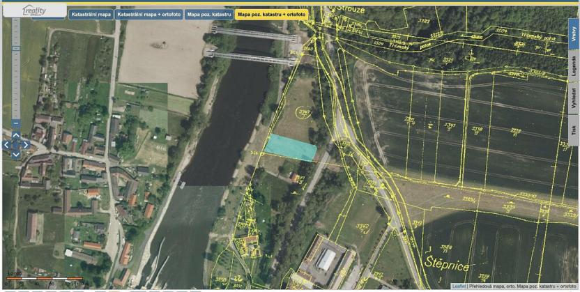 Prodej louky, Týn nad Vltavou, Hněvkovice na pravém břehu Vlt., 1648 m2