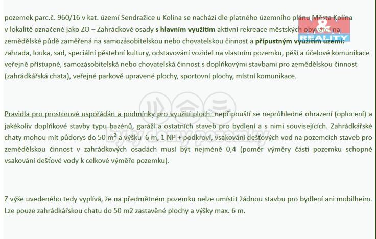 Prodej zahrady, Kolín, Prašná, 2115 m2