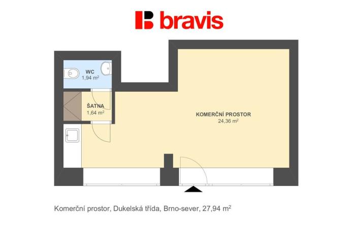 Pronájem kanceláře, Brno - Husovice, Dukelská třída, 28 m2