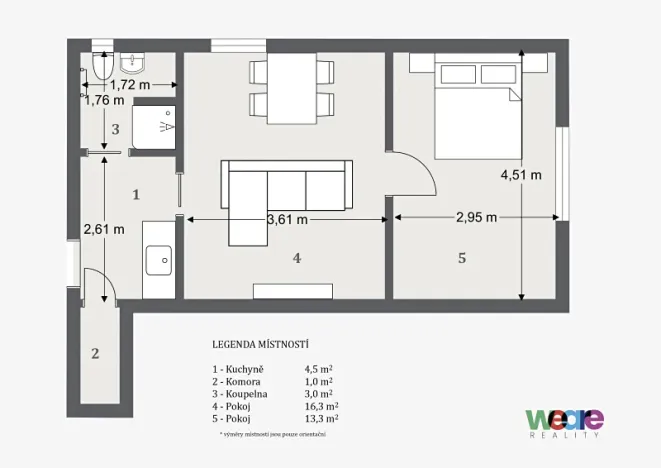 Prodej bytu 2+kk, Chrudim, Víta Nejedlého, 40 m2