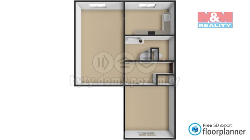 Pronájem bytu 2+1, Chomutov, Jirkovská, 61 m2