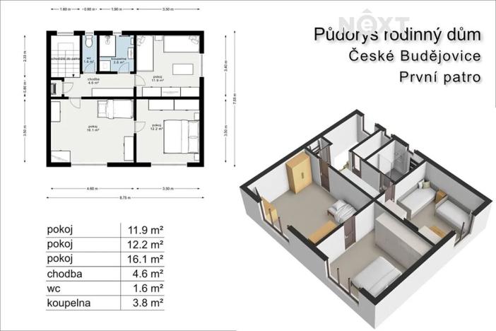 Prodej rodinného domu, České Budějovice, Macharova, 87 m2