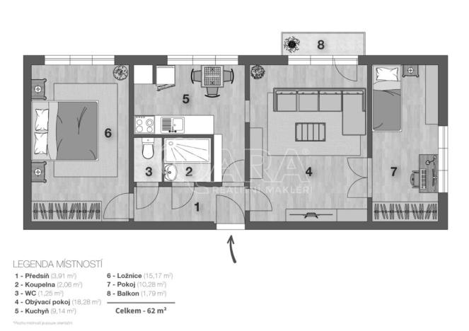 Prodej bytu 3+1, Praha - Vršovice, Kavkazská, 64 m2
