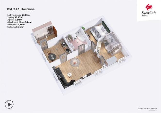 Prodej bytu 3+1, Hostinné, Nádražní, 66 m2